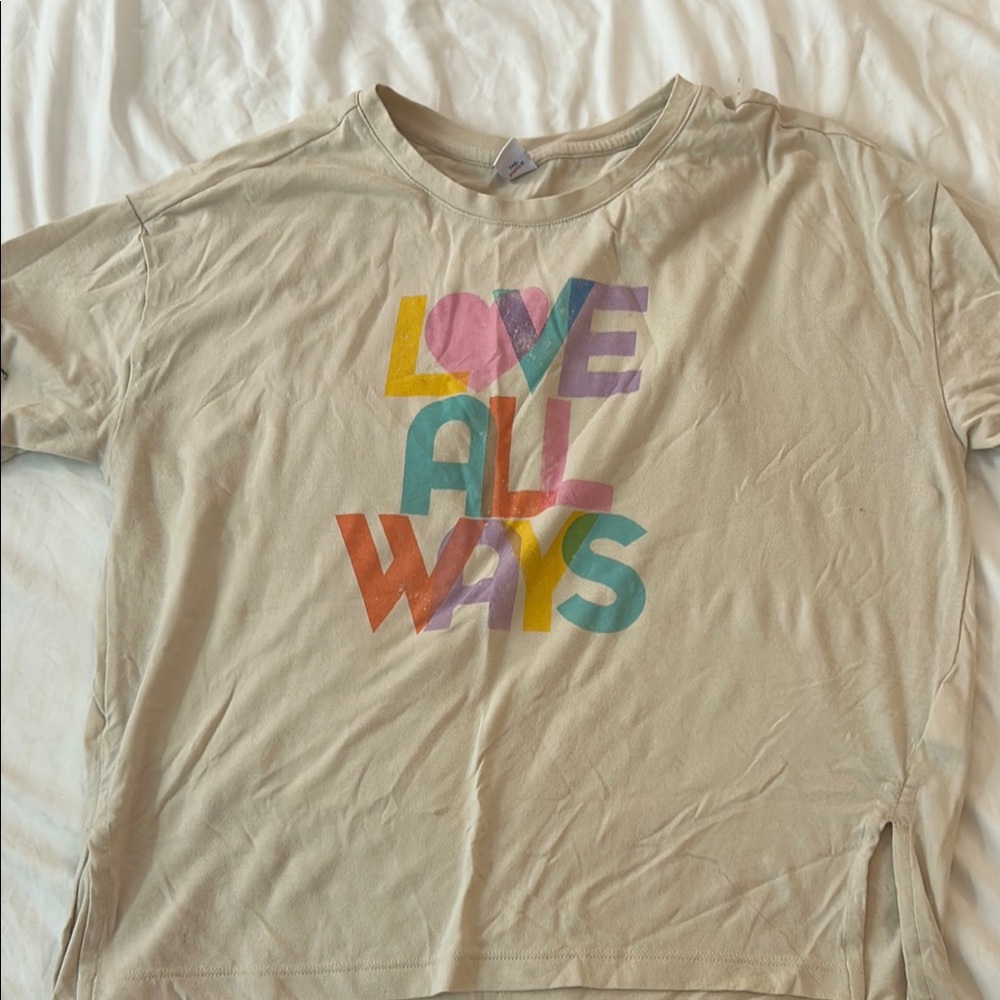 Old Navy Cream Short Sleeve Tee with Colorful Graphics